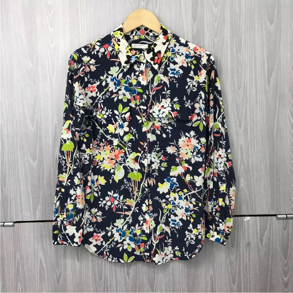 Equipment floral silk blouse! Sz S